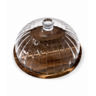 Boleira 28,5cm Tampa de vidro Base bambu 